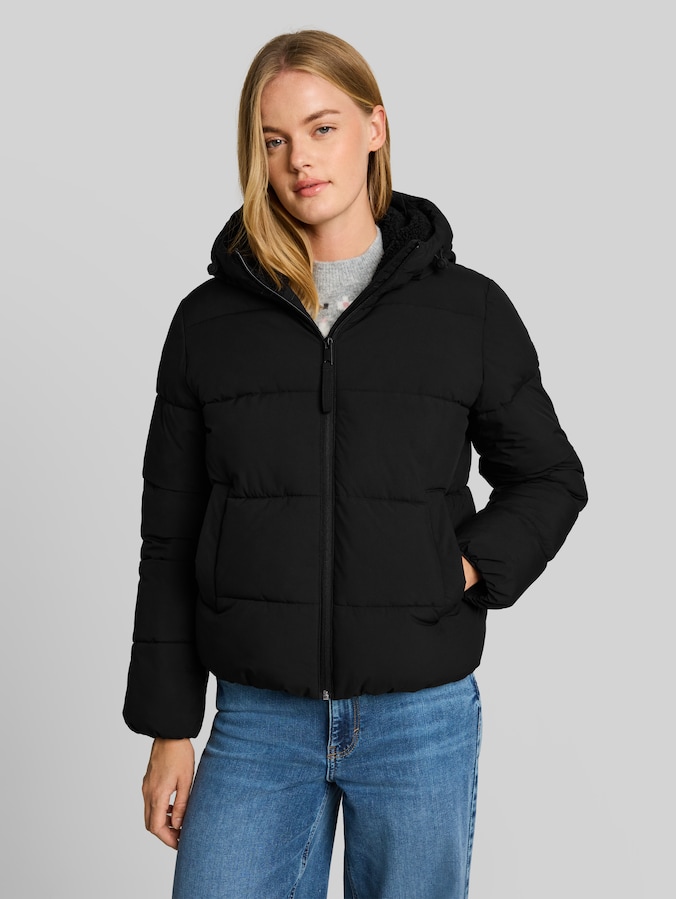 Puffer jacket made from water-repellent fabric by Denim Female, deep black