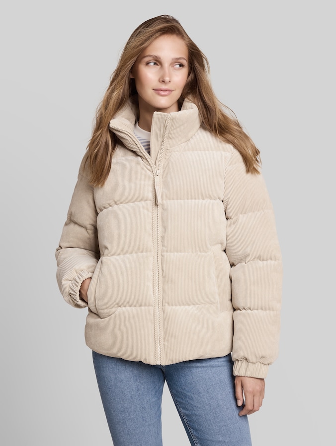 Corduroy jacket made from water-repellent fabric by Denim Female, Cashew Beige
