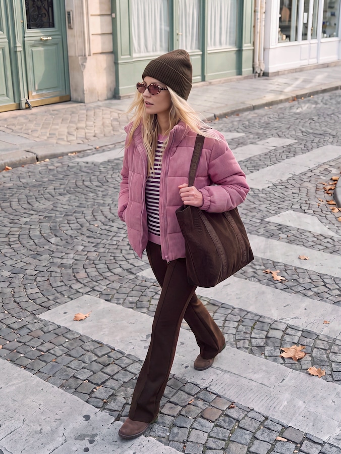 Corduroy jacket made from water-repellent fabric by Denim Female, dusty berry