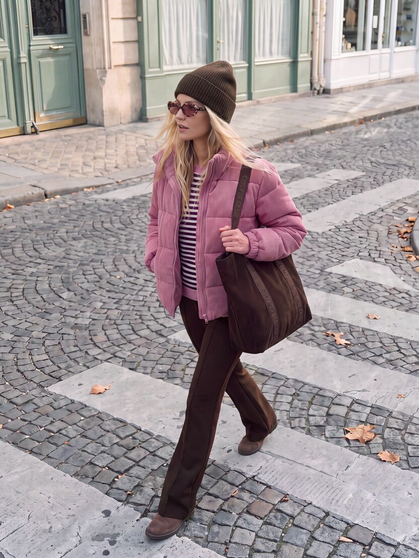 Cord Jacke aus wasserabweisendem Material von Denim Female, dusty berry
