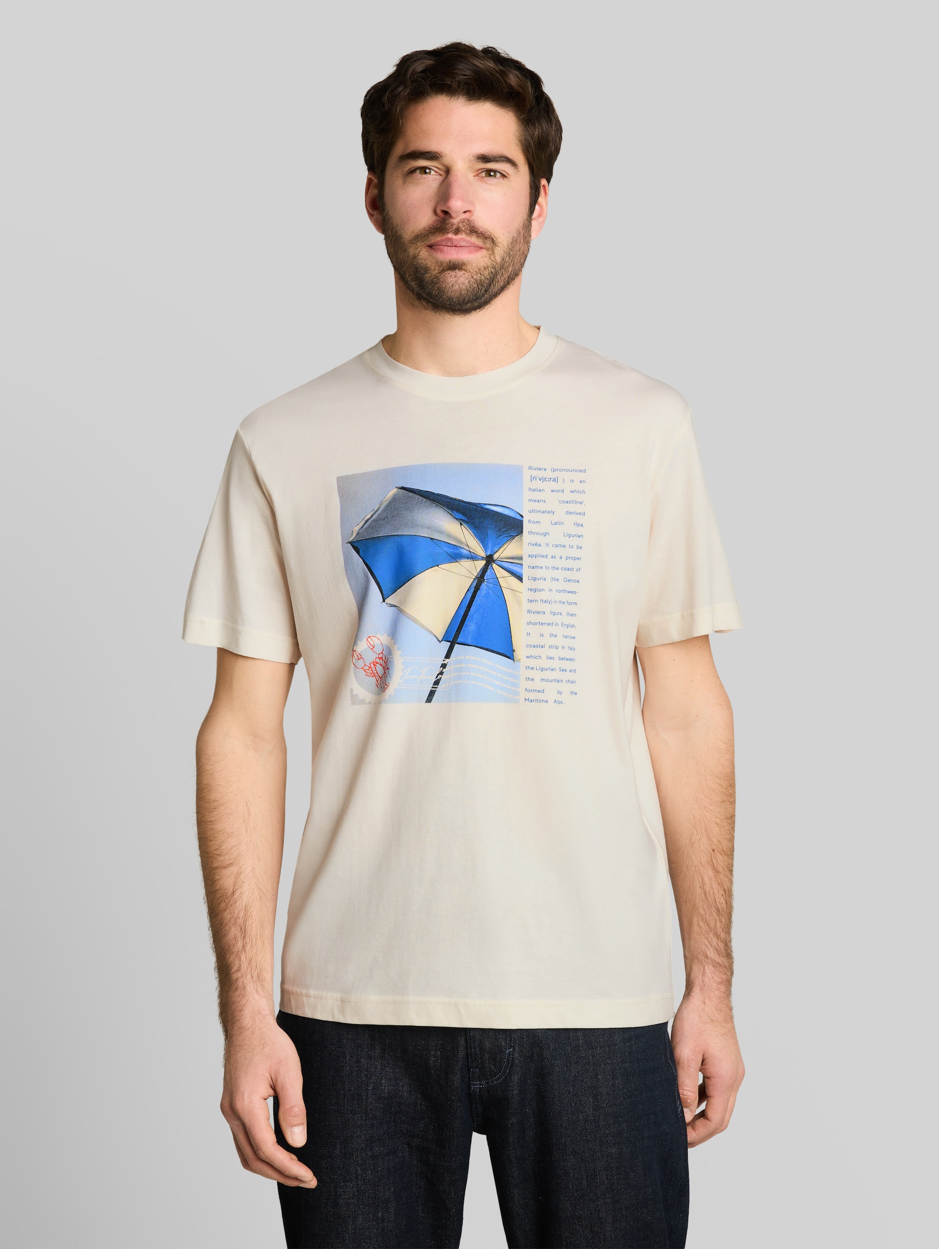 T-shirt with photo print - Gardenia White - Neckline model front view