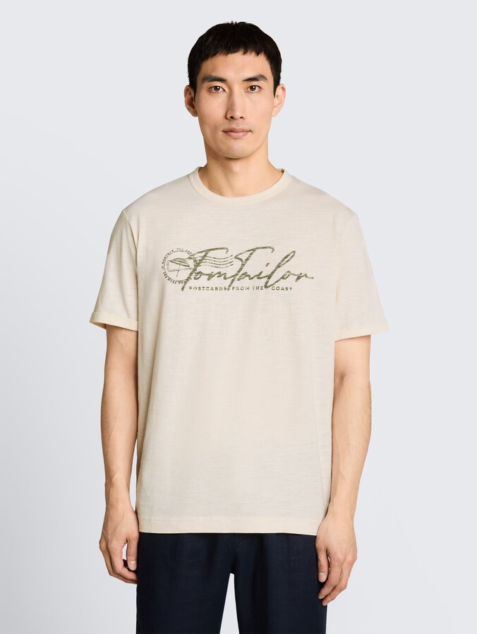 T-Shirt mit Logo-Print von Men, Gardenia White