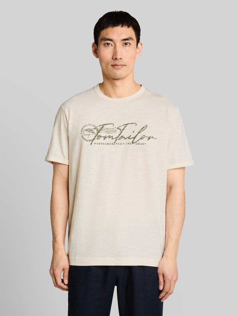 T-Shirt mit Logo-Print von Men, Gardenia White