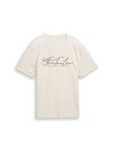 Geselecteerd, T-shirt met logo-print door Tom Tailor, bruin