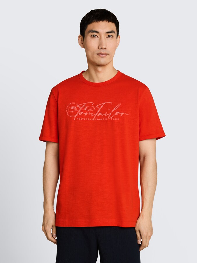 T-Shirt mit Logo-Print von Men, orange red