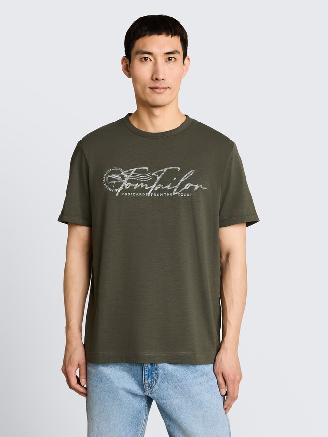 T-Shirt mit Logo-Print von Men, deep leaf green