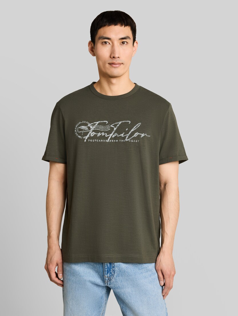 T-Shirt mit Logo-Print von Men, deep leaf green