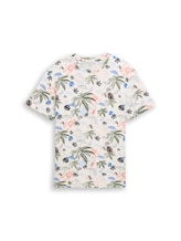Selected, Piqué T-shirt with all-over print by Tom Tailor, white