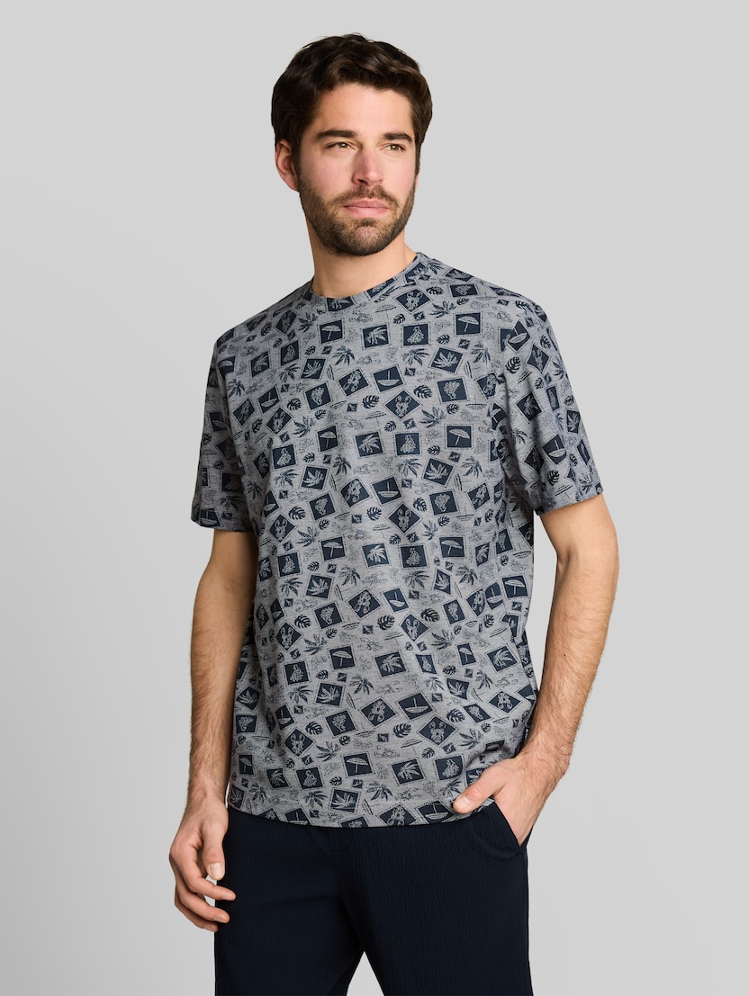 Piqué T-Shirt mit Allover-Print von Men, navy tonal design