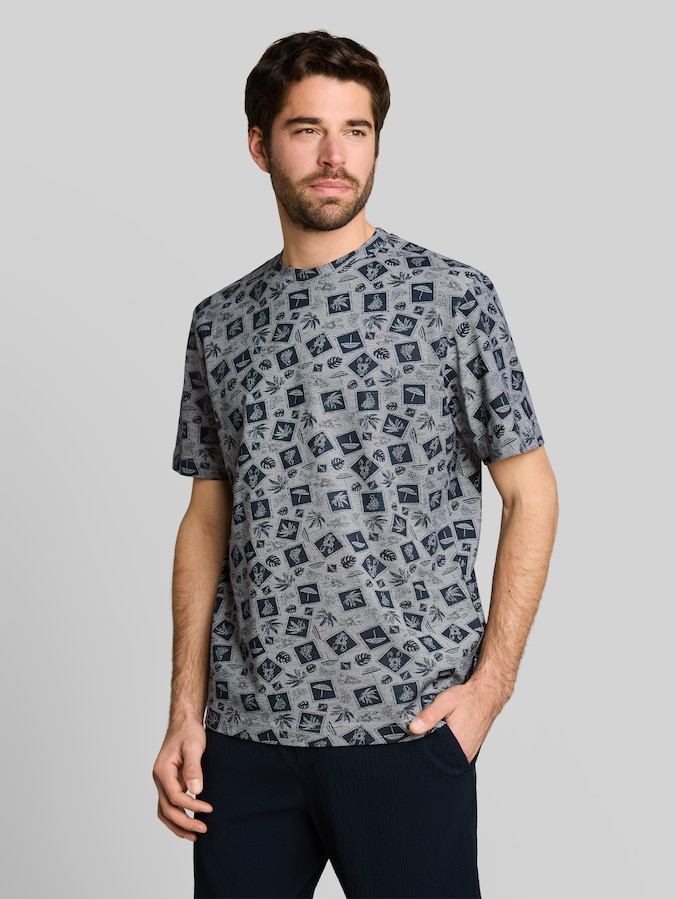 T-shirt en piqué avec imprimé intégral par Men, navy tonal design