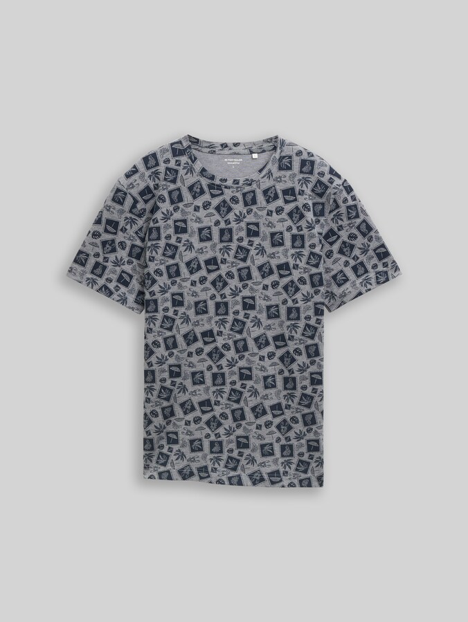 T-shirt en piqué avec imprimé intégral par Men, navy tonal design