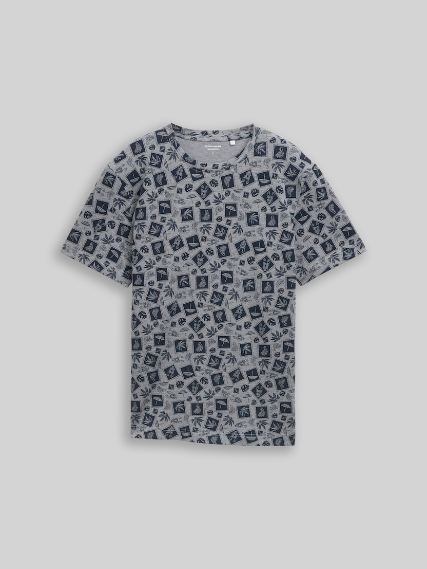 Piqué T-Shirt mit Allover-Print von Men, navy tonal design