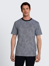 T-shirt jacquard à motifs - navy leaf jacquard design - Découpe Vue de face du modèle