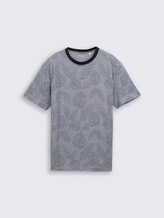 T-shirt jacquard à motifs - navy leaf jacquard design - Vue de face du produit
