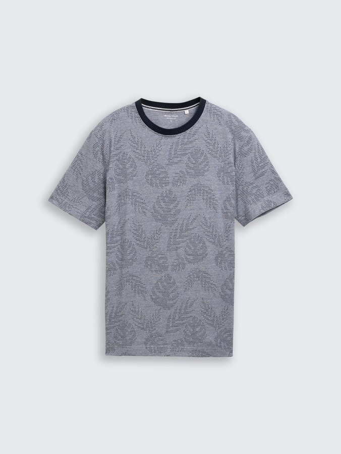 Jacquard T-Shirt mit Muster von Men, navy leaf jacquard design