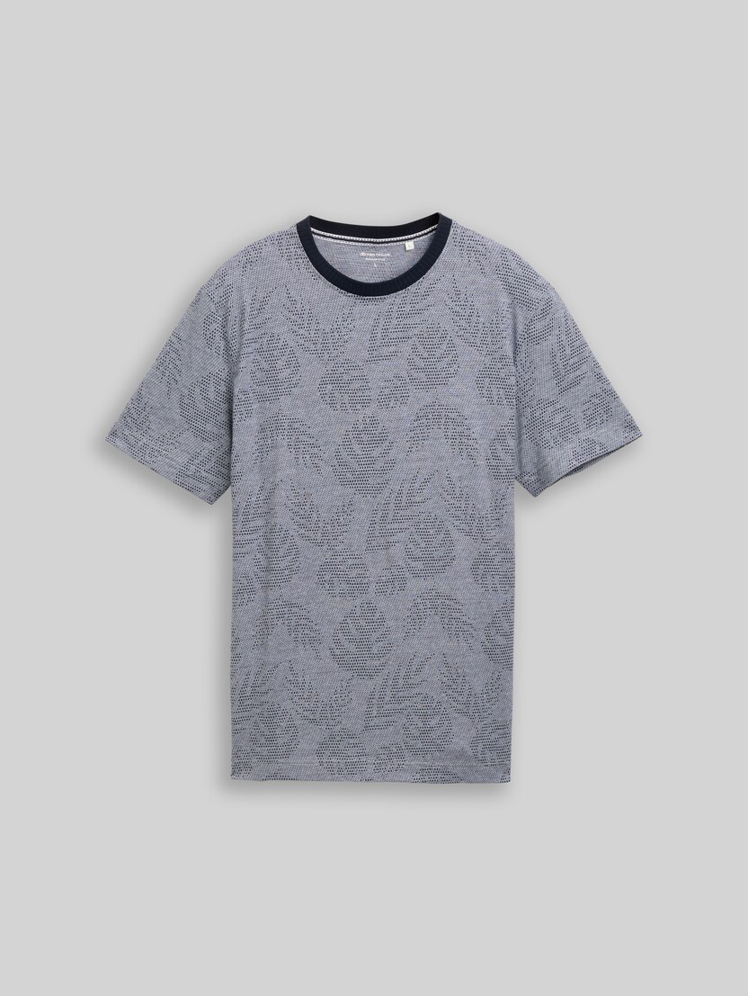 Jacquard T-shirt met patroon door Men, navy leaf jacquard design