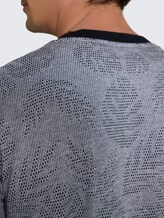 T-shirt jacquard à motifs - navy leaf jacquard design - Vue détaillée du modèle