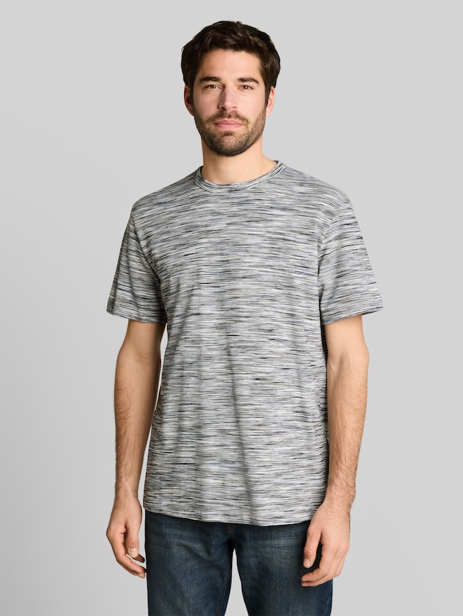 T-shirt en piqué à effet chiné par Men, white green spacedye pique