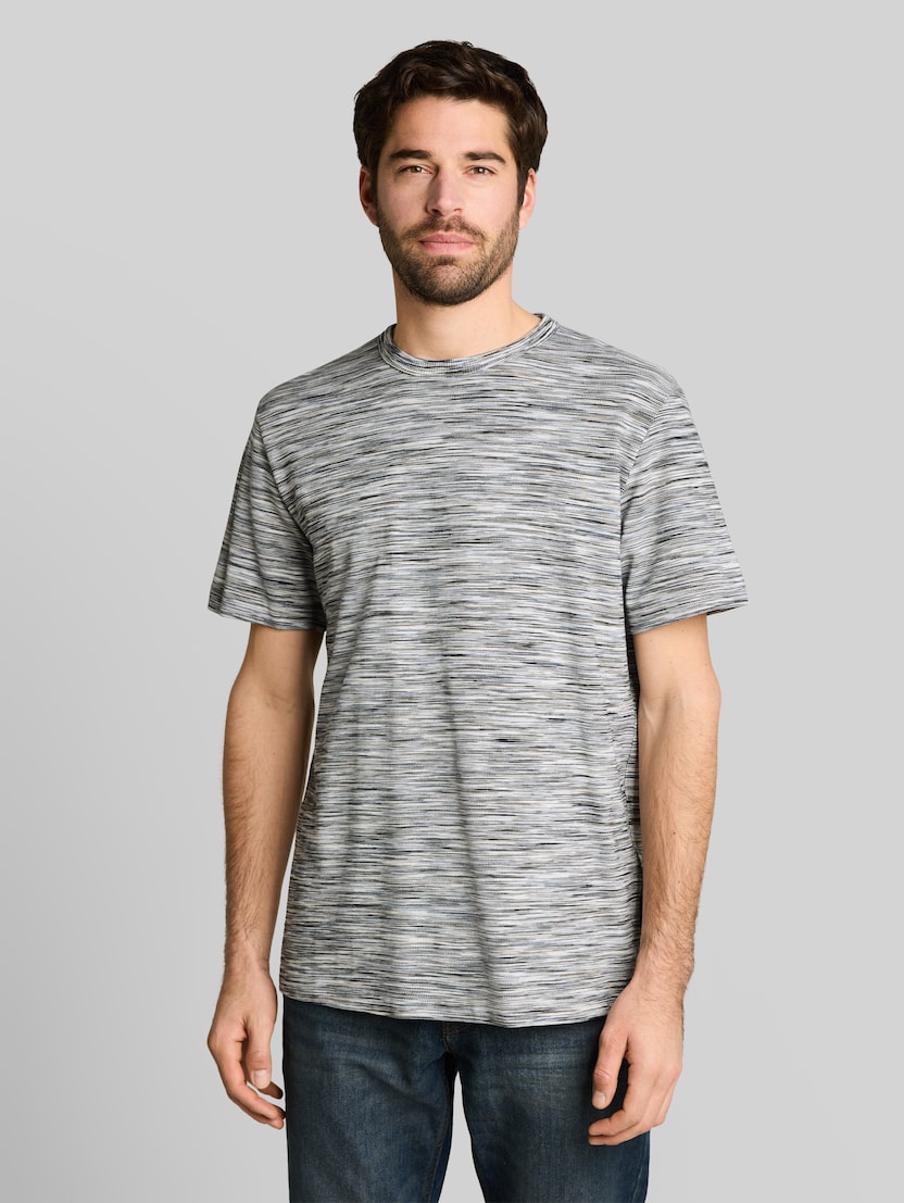 Piqué T-Shirt in Melange-Optik von Men, white green spacedye pique