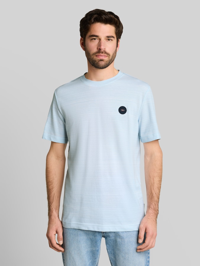 T-shirt en piqué avec écusson logo par Men, light blue spacedye pique