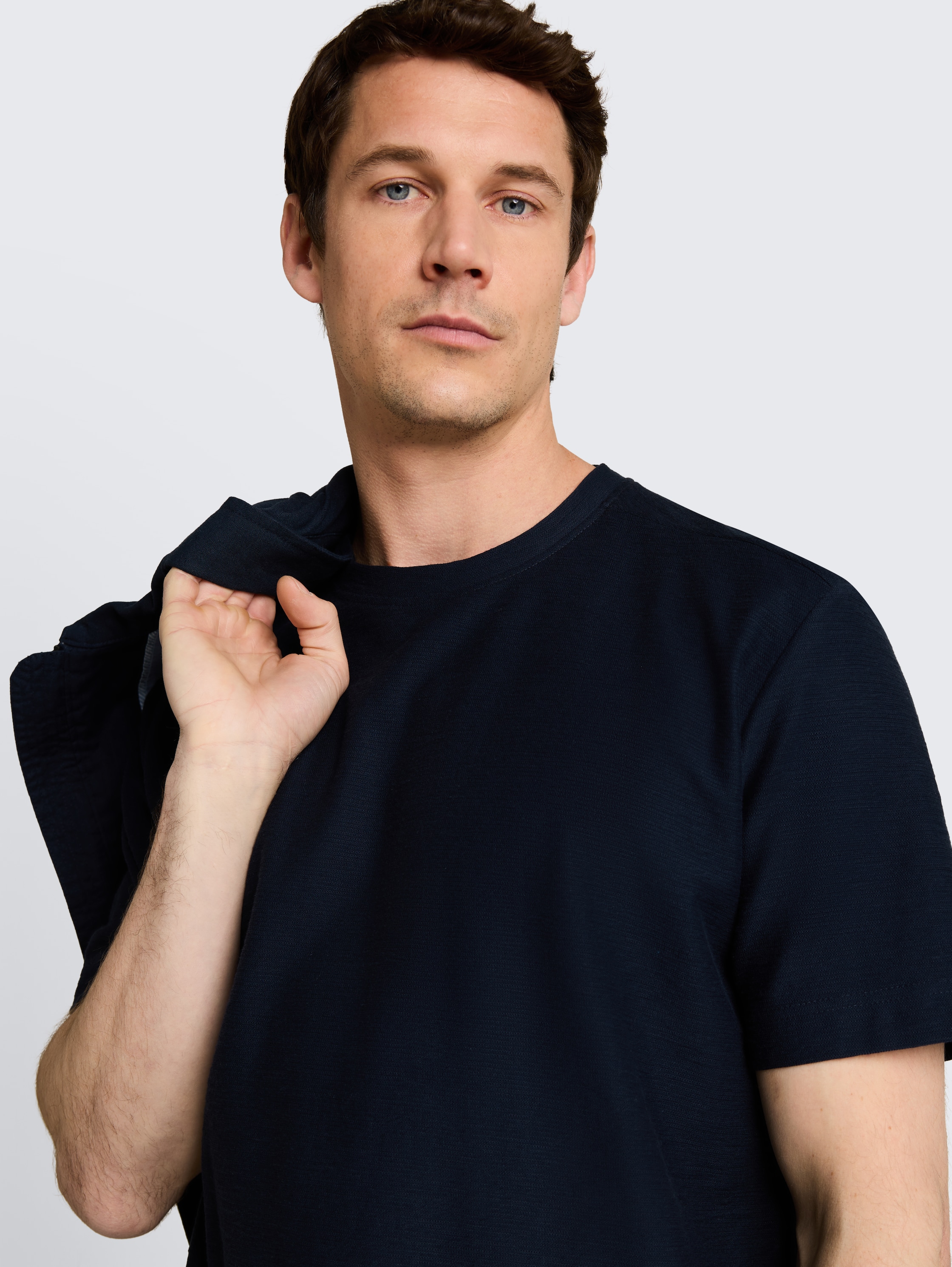 T-shirt met ottoman-structuur - sky_captain_blue_1 - 