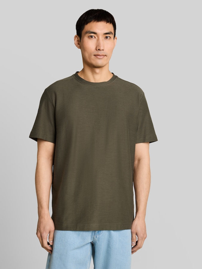 T-shirt à texture ottoman par Men, deep leaf green