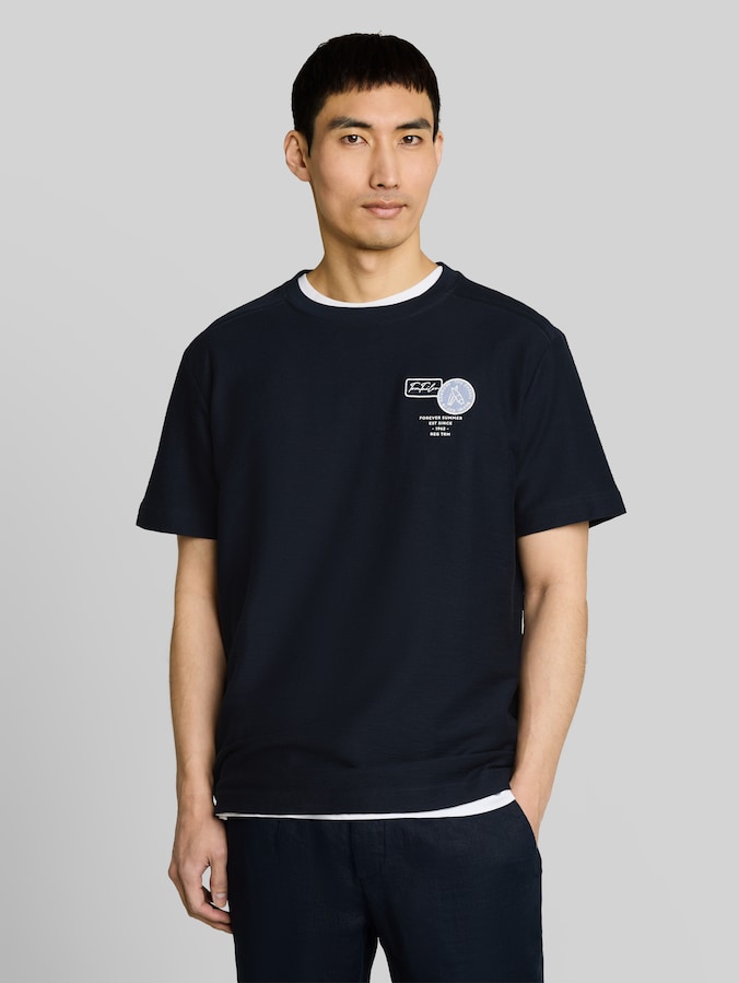 T-shirt brodé par Men, sky captain blue