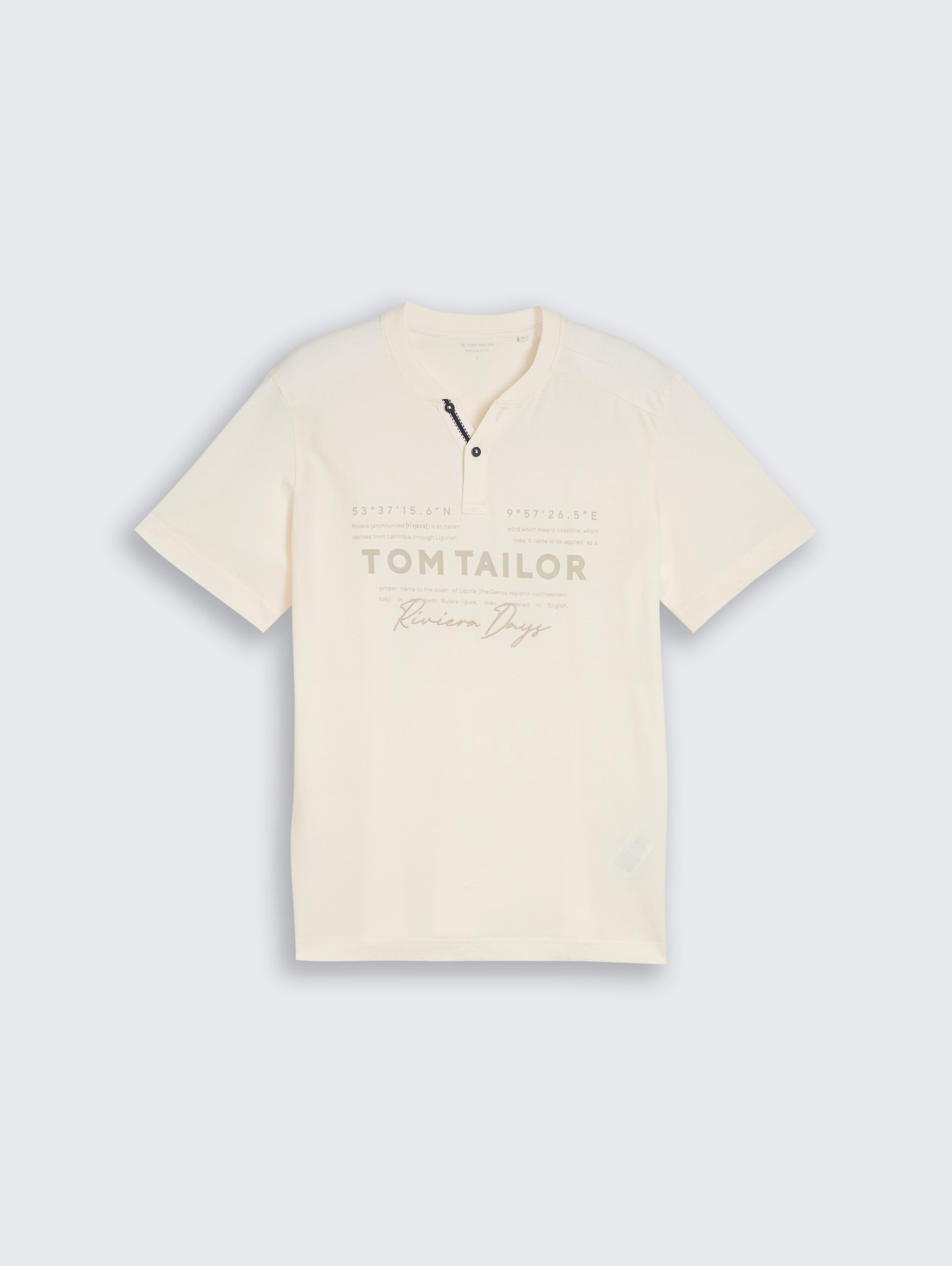 Henley T-Shirt im Used-Look - Gardenia White - Vorder-Produkt-Ansicht