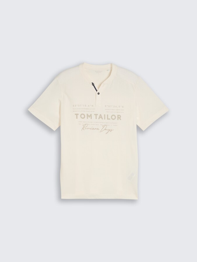 Henley T-Shirt im Used-Look von Men, Gardenia White