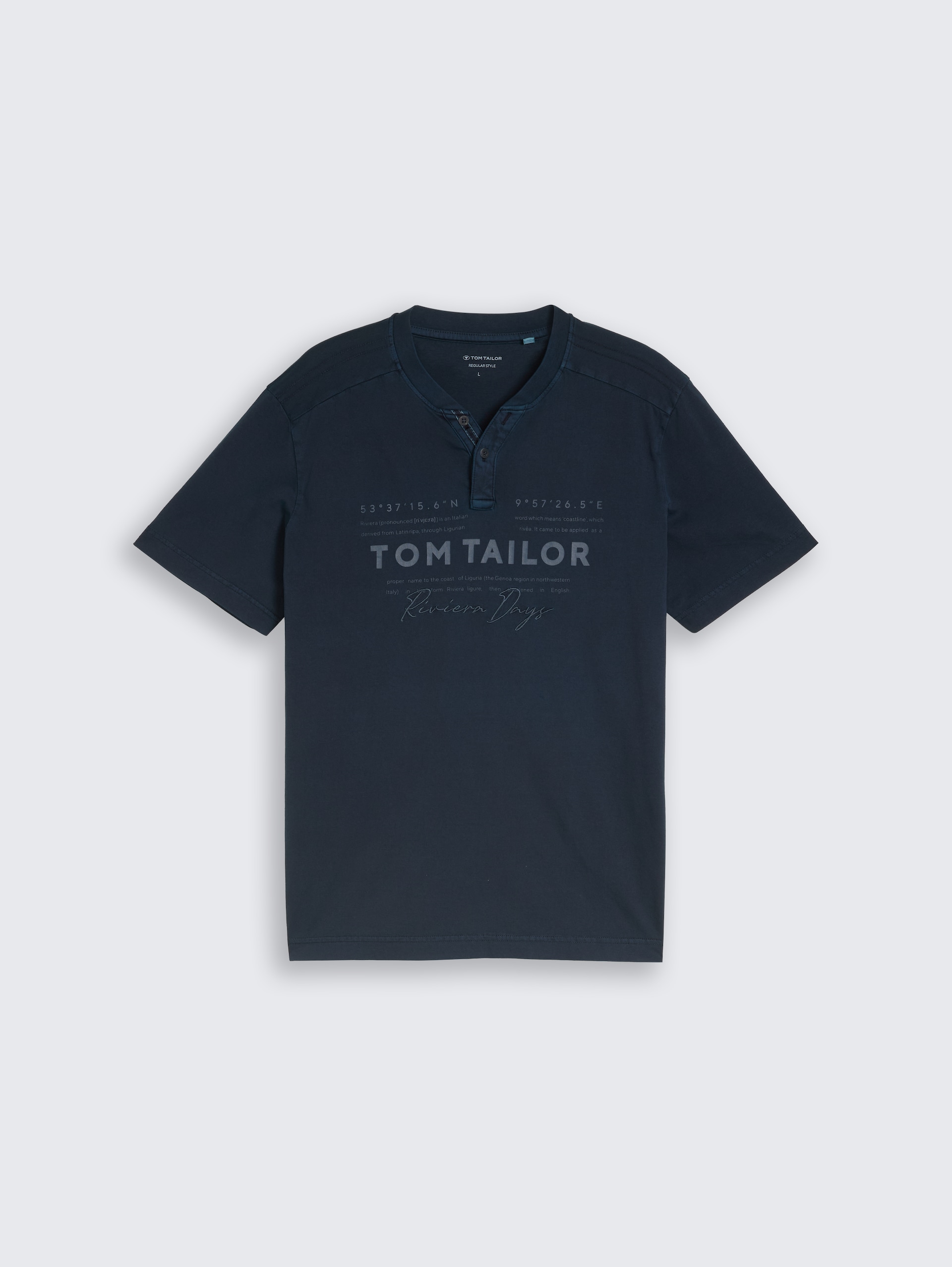 Henley T-Shirt im Used-Look - sky captain blue - Vorder-Produkt-Ansicht
