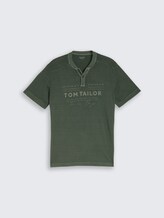 Henley T-Shirt im Used-Look - deep leaf green - Vorder-Produkt-Ansicht