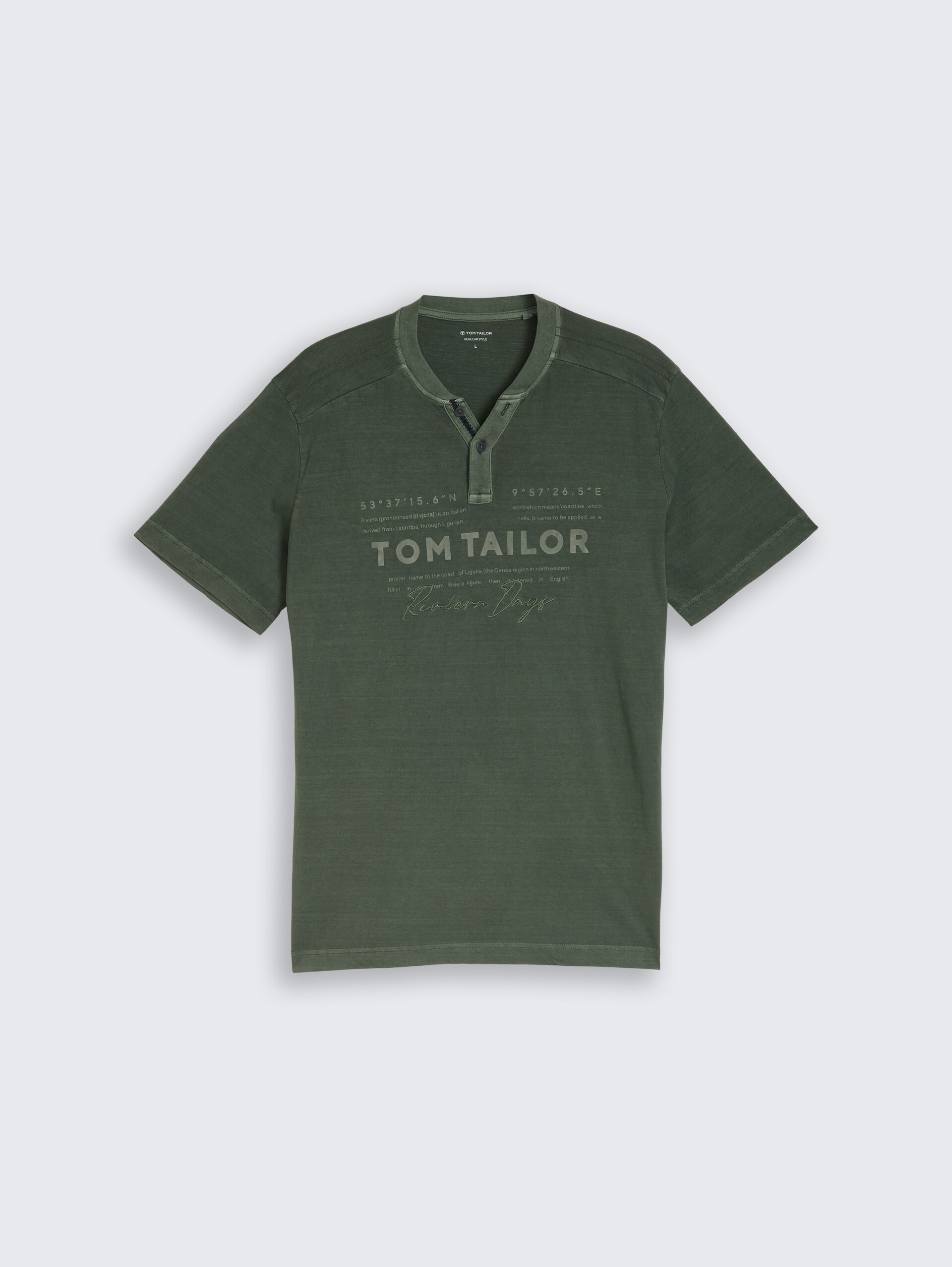 Henley-T-shirt in used-look - deep leaf green - Product vooraanzicht