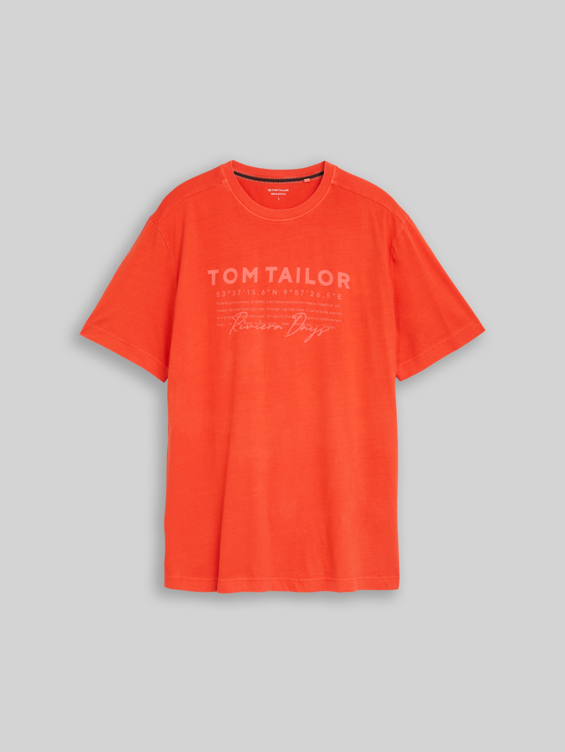 T-shirt with a worn look - orange red - Front product view