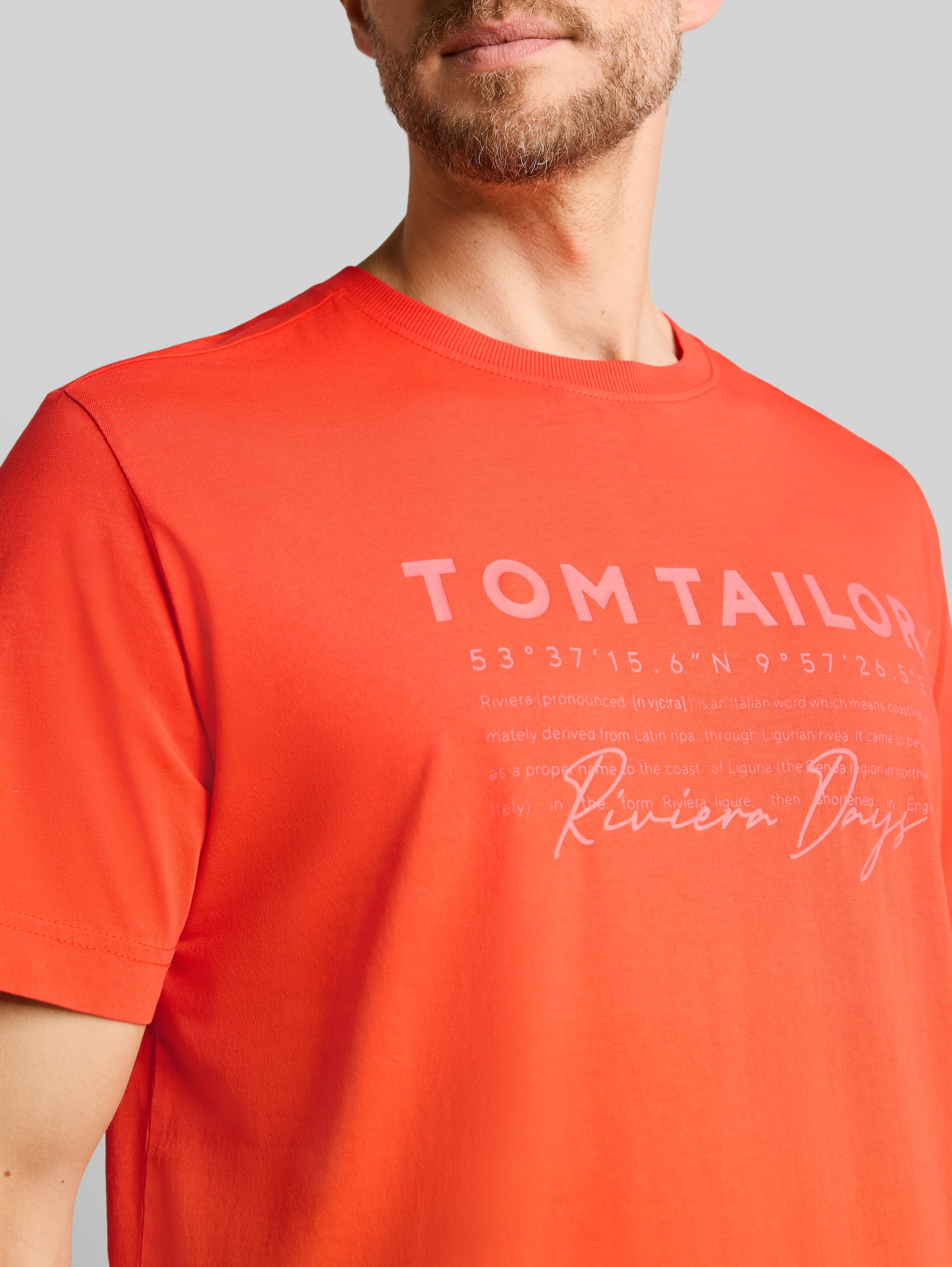 T-shirt with a worn look - orange red - Detail model view