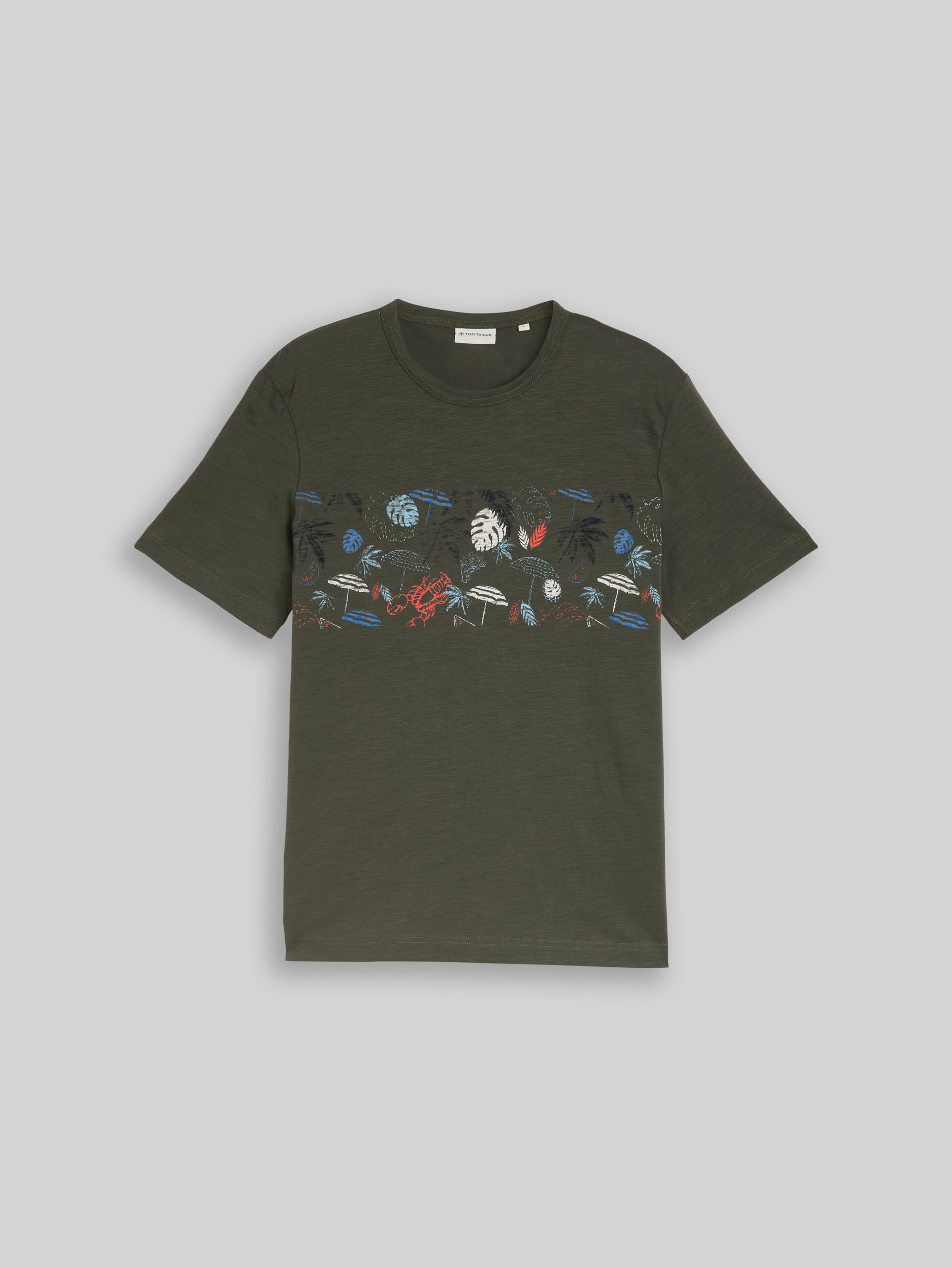 T-shirt with print - deep leaf green - Front product view
