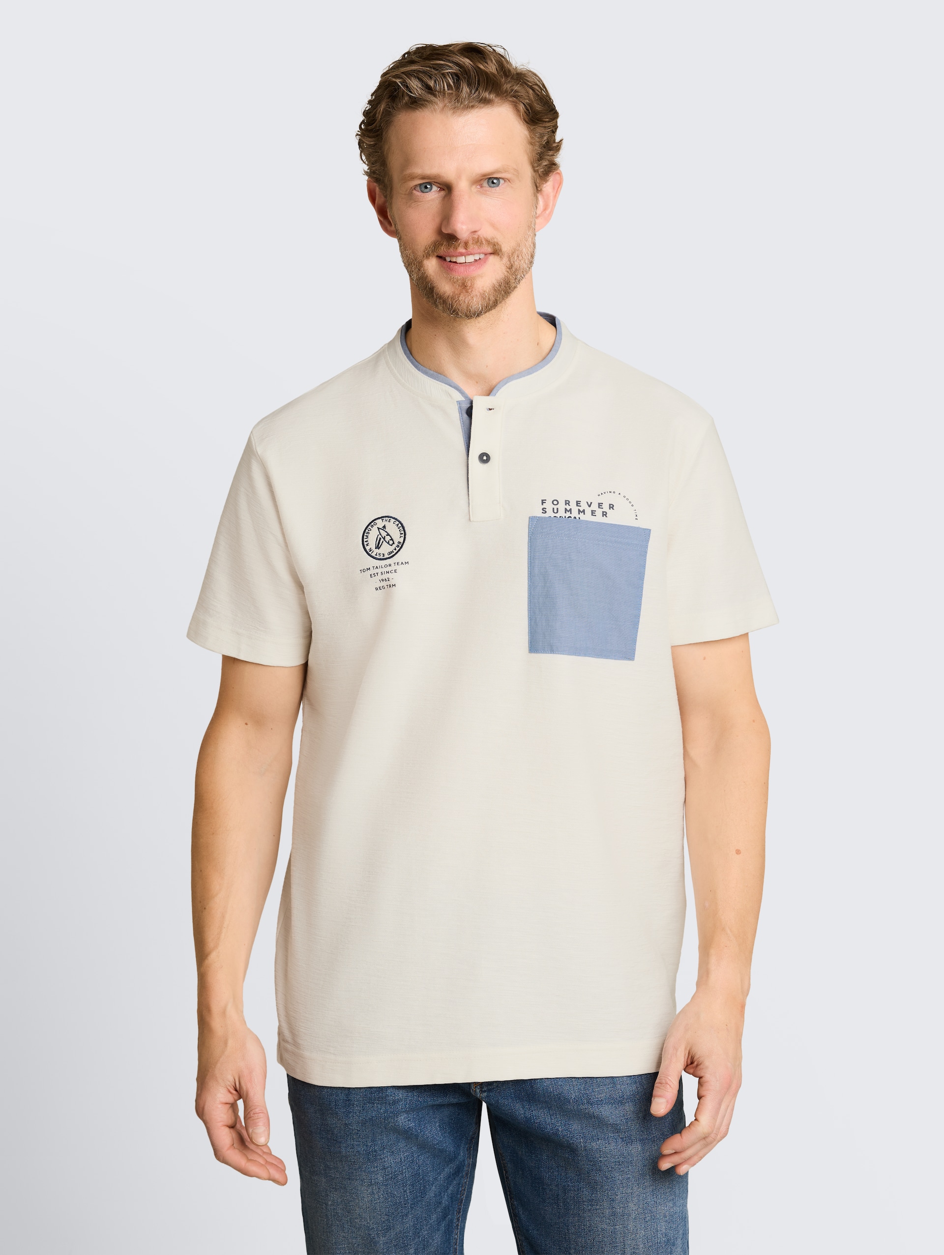Poloshirt met borstzak - Gardenia White