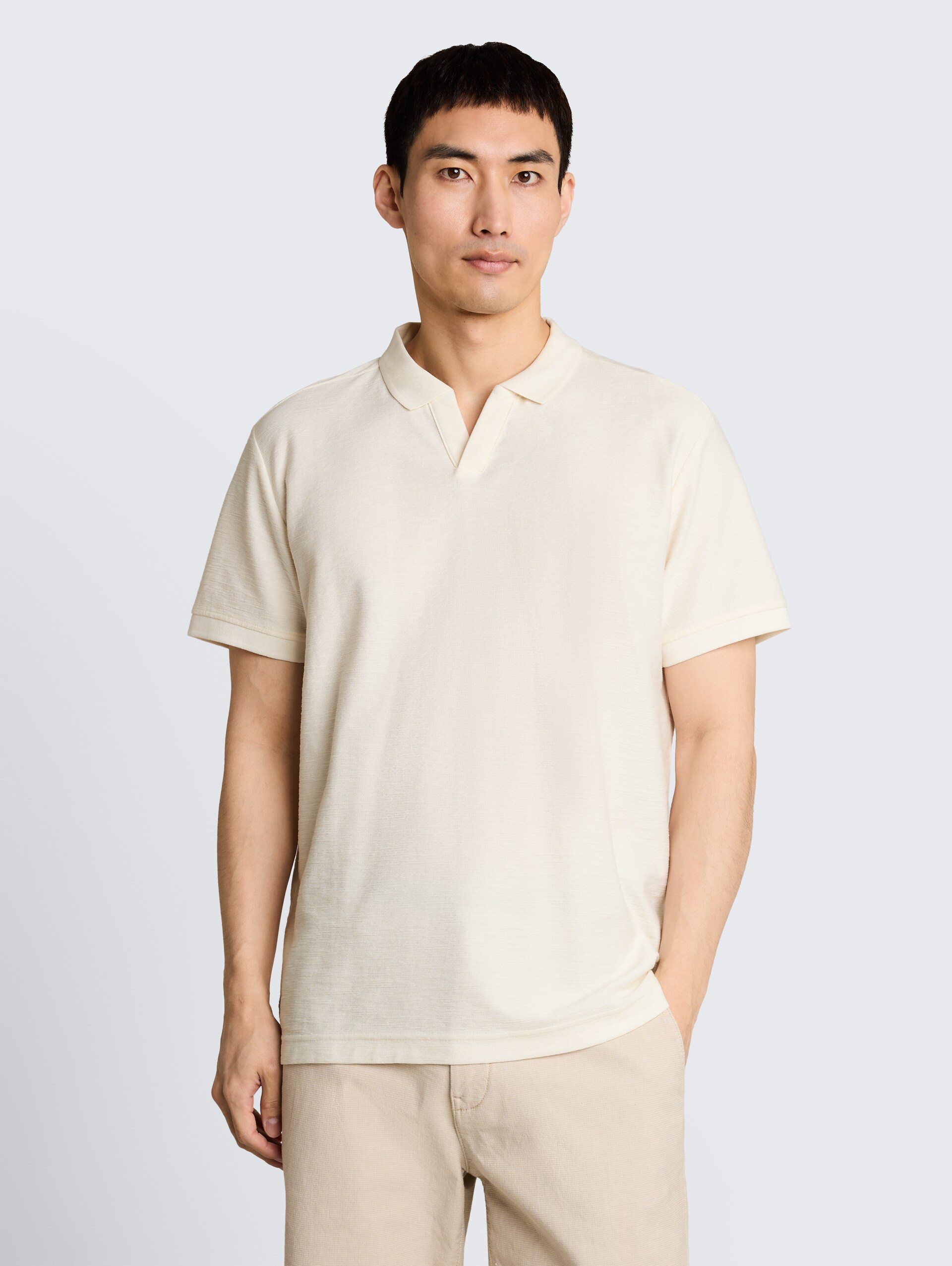 Poloshirt met ottoman-structuur - Gardenia White