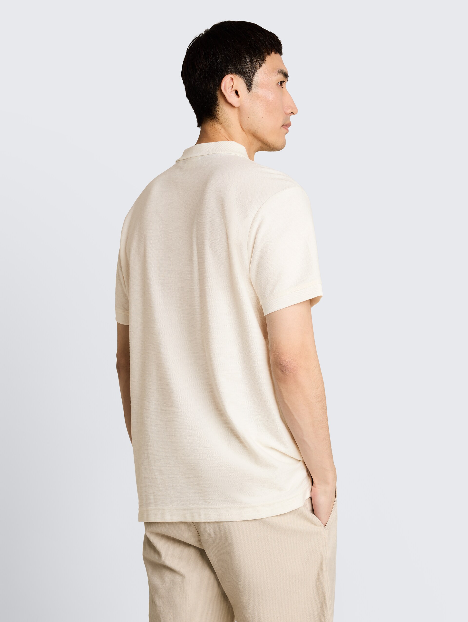 Poloshirt met ottoman-structuur - Gardenia White