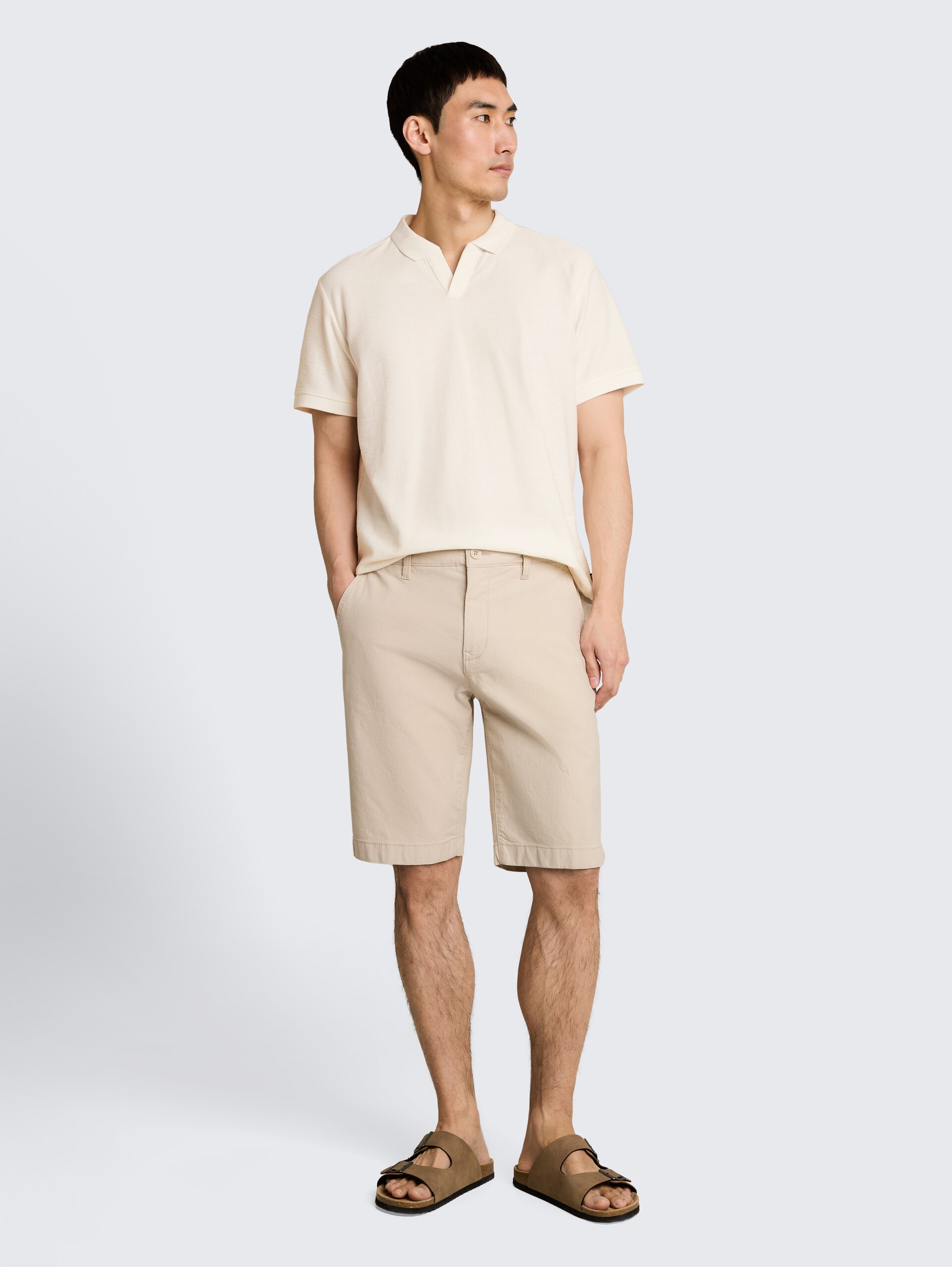 Poloshirt met ottoman-structuur - Gardenia White