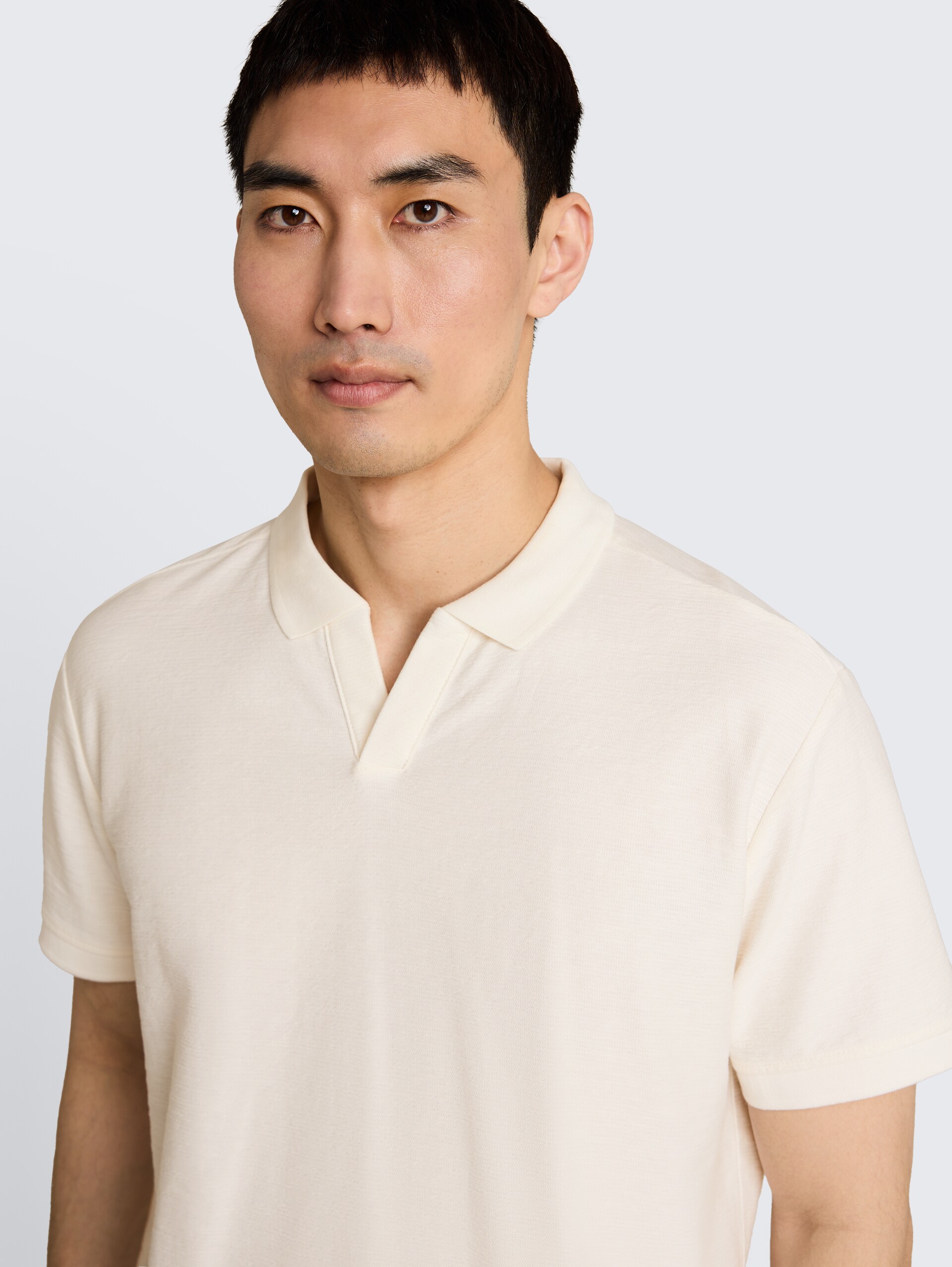Poloshirt met ottoman-structuur - Gardenia White
