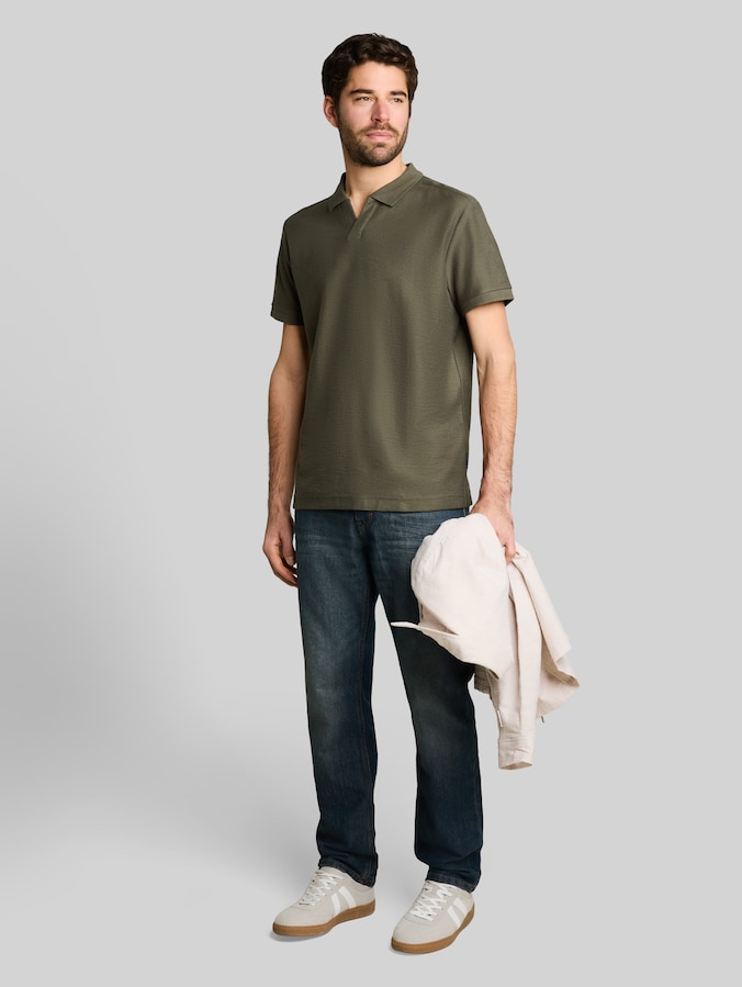 Poloshirt mit Ottoman-Struktur von Men, deep leaf green