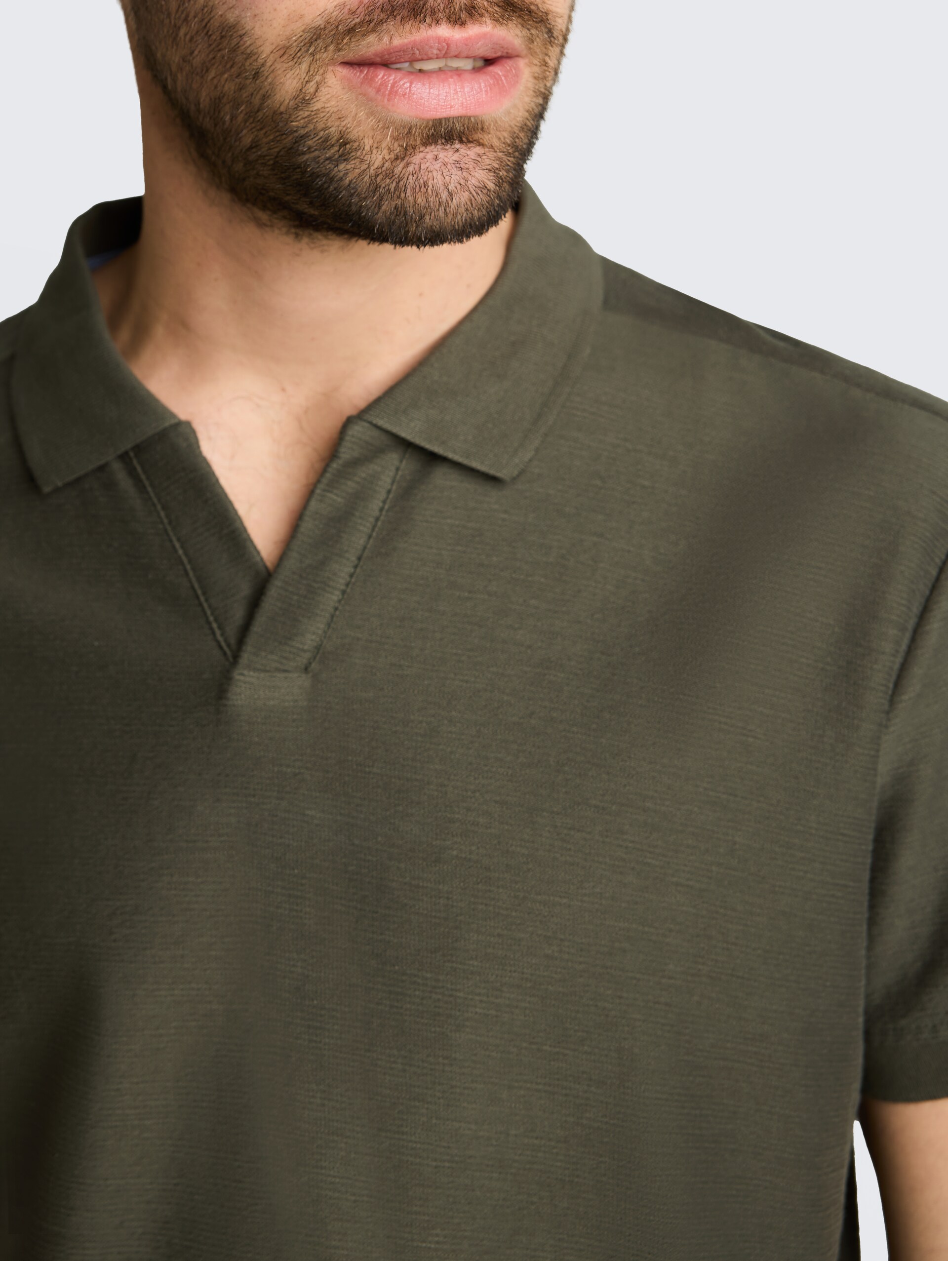 Poloshirt mit Ottoman-Struktur - deep leaf green