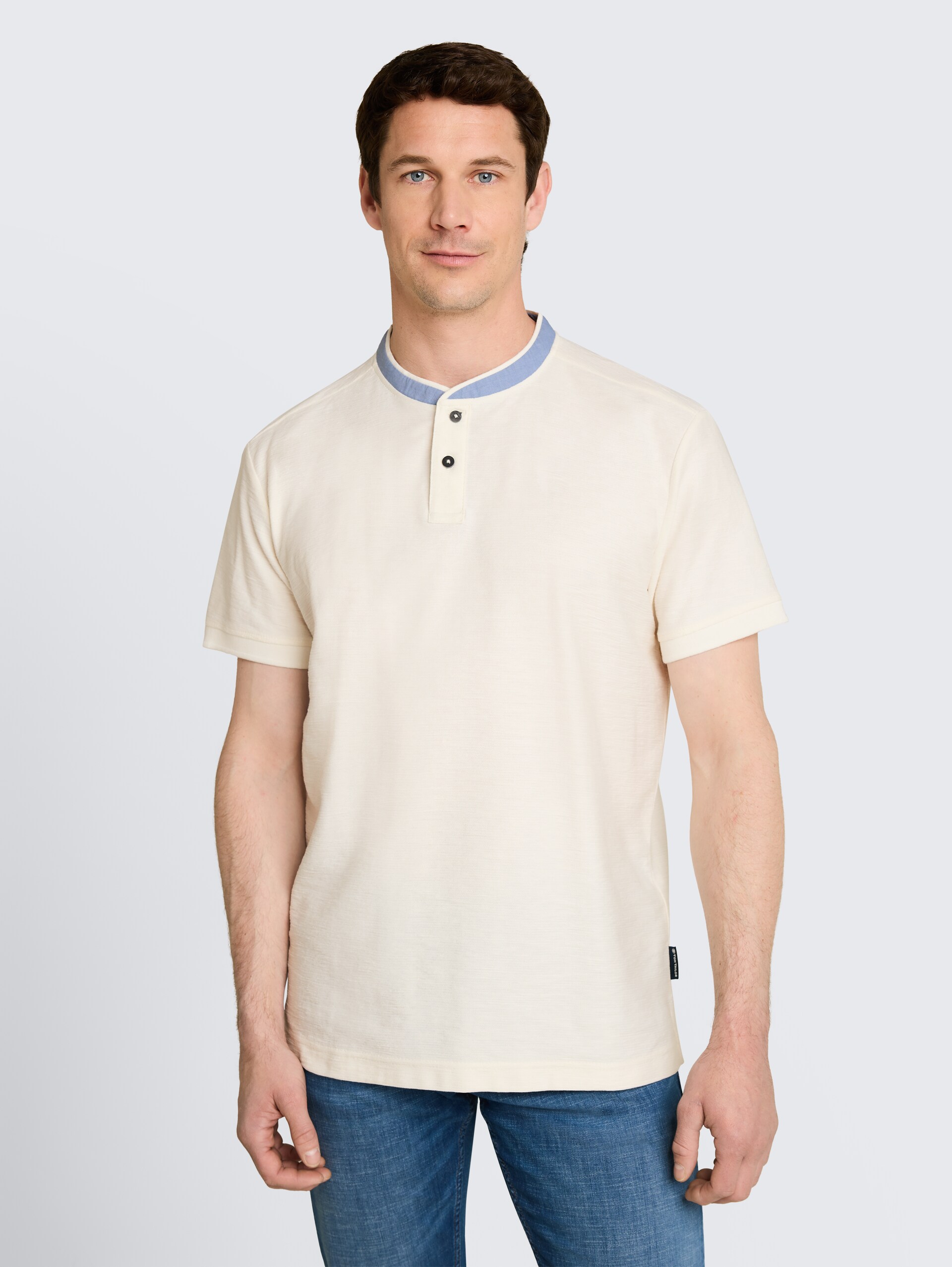 Poloshirt met opstaande kraag - Gardenia White