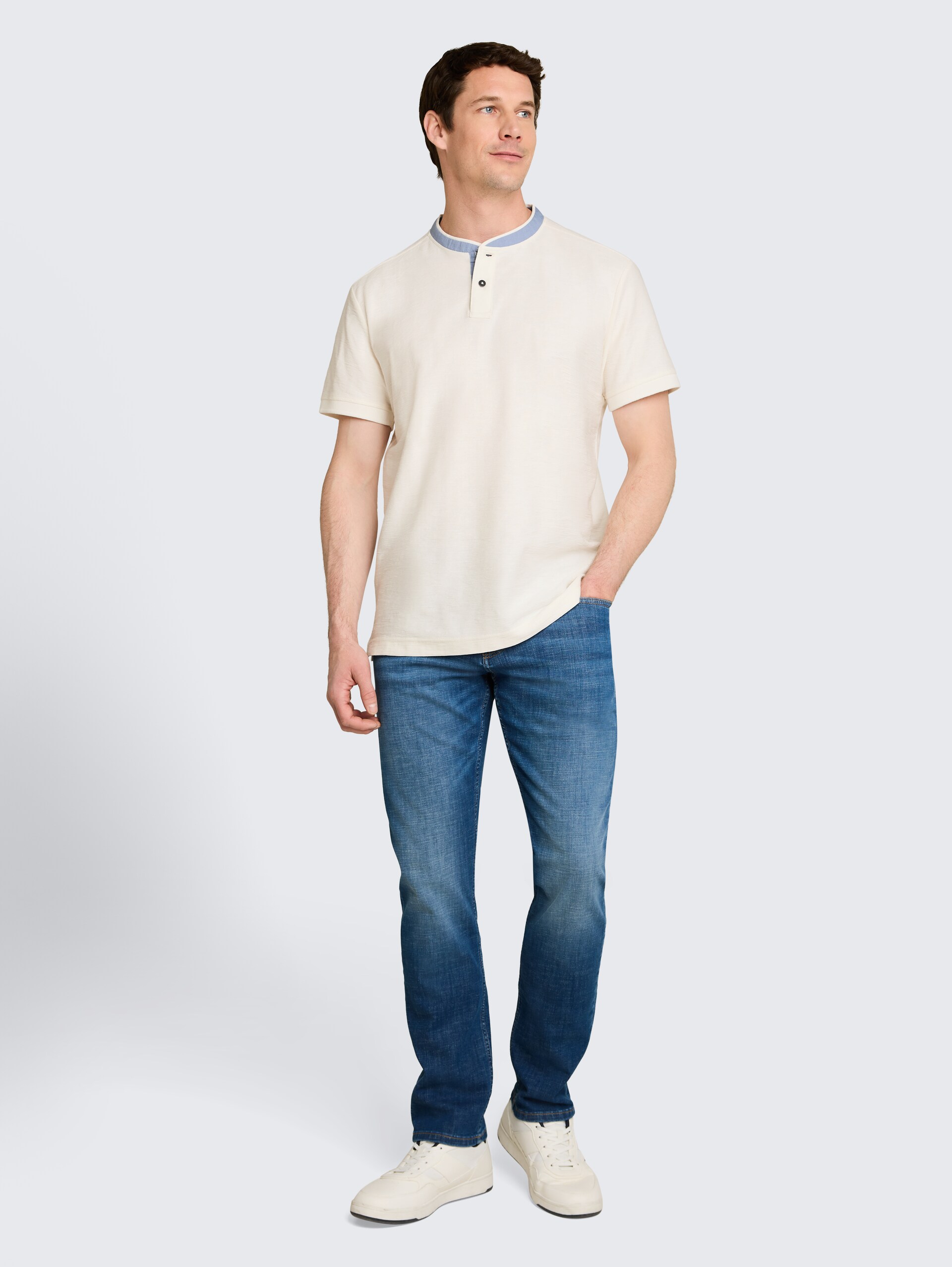 Poloshirt met opstaande kraag - Gardenia White