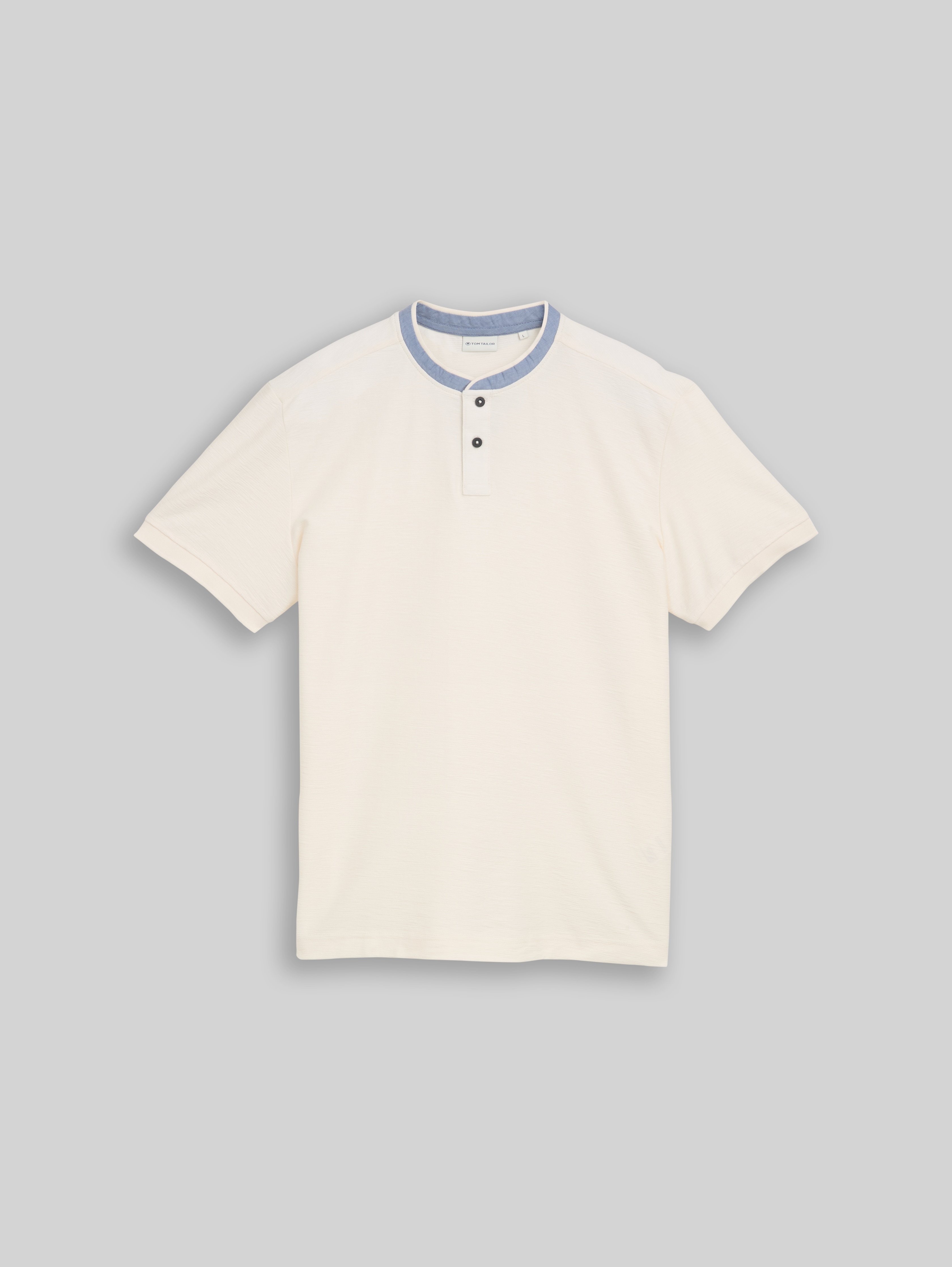 Polo shirt with stand-up collar in brown by Tom Tailor