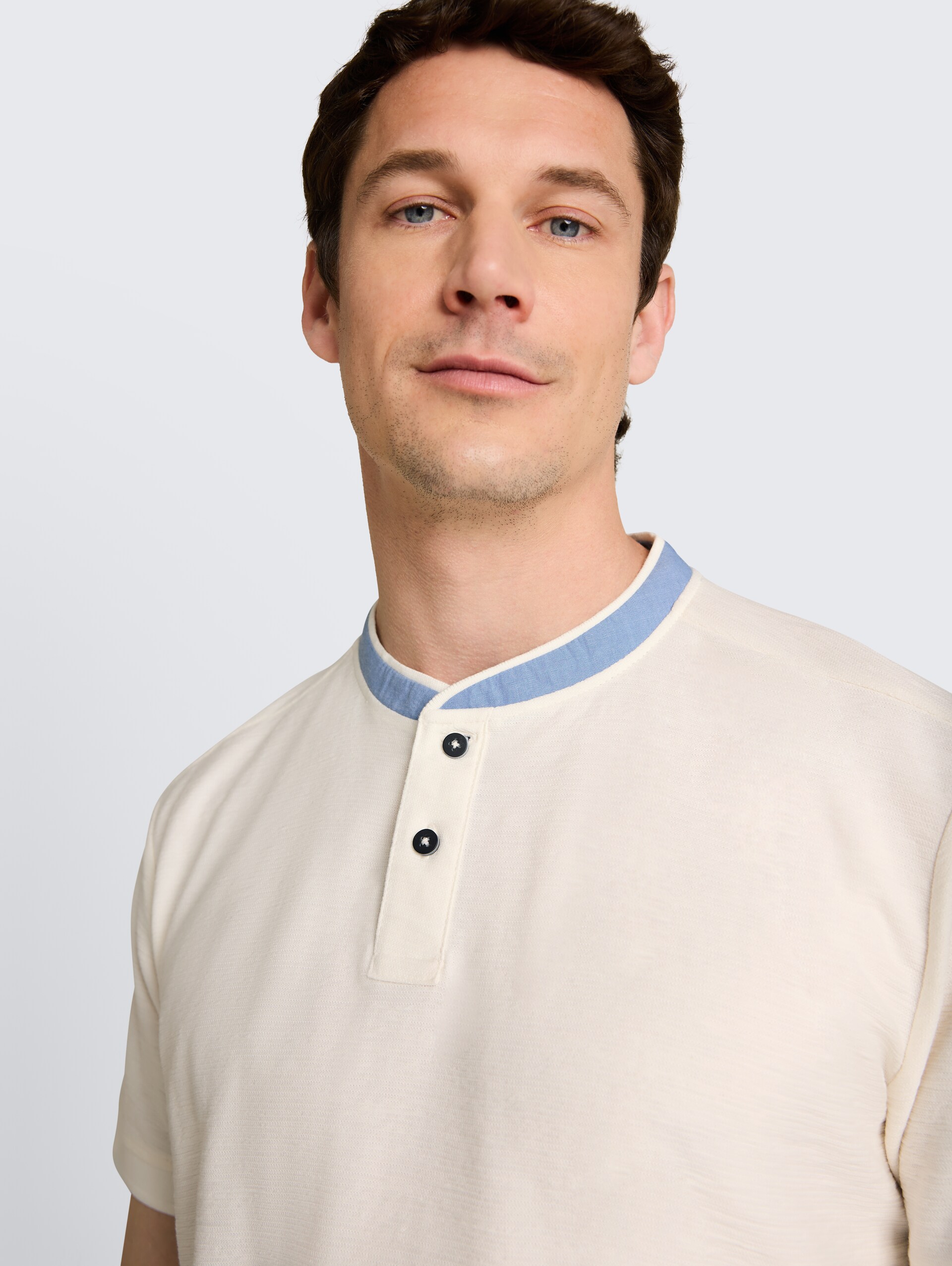 Poloshirt met opstaande kraag - Gardenia White
