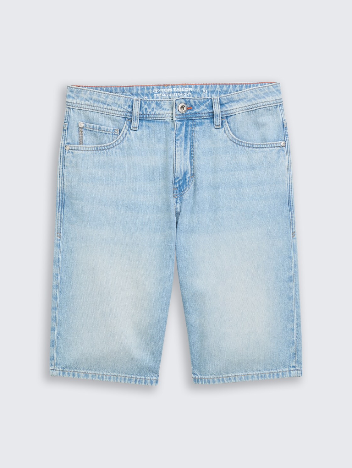 TTMARVIN STRAIGHT Ultralight Jeans Shorts - Used Bleached Blue Denim - Vorder-Produkt-Ansicht