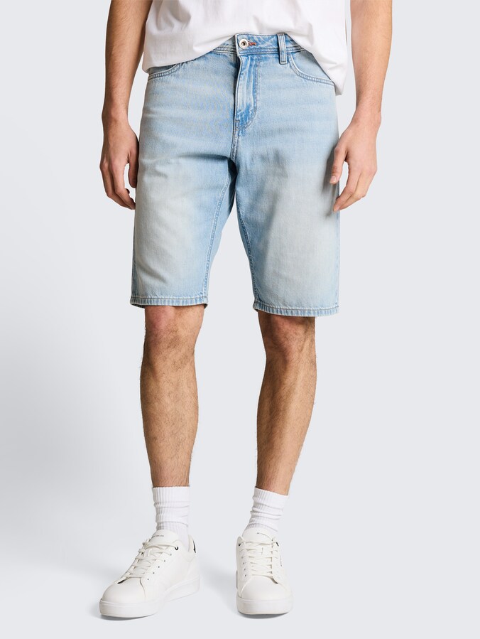 TTMARVIN STRAIGHT Ultralight jeansshort door Men, Used Bleached Blue Denim