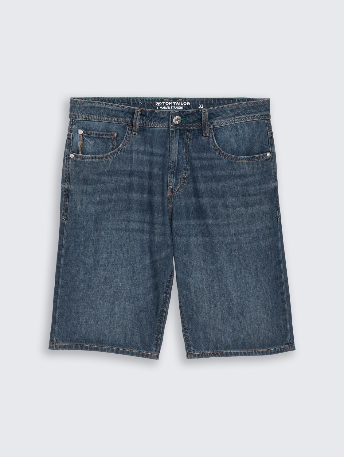 TTMARVIN STRAIGHT Ultralight Jeans Shorts - Used Dark Stone Blue Denim - Vorder-Produkt-Ansicht