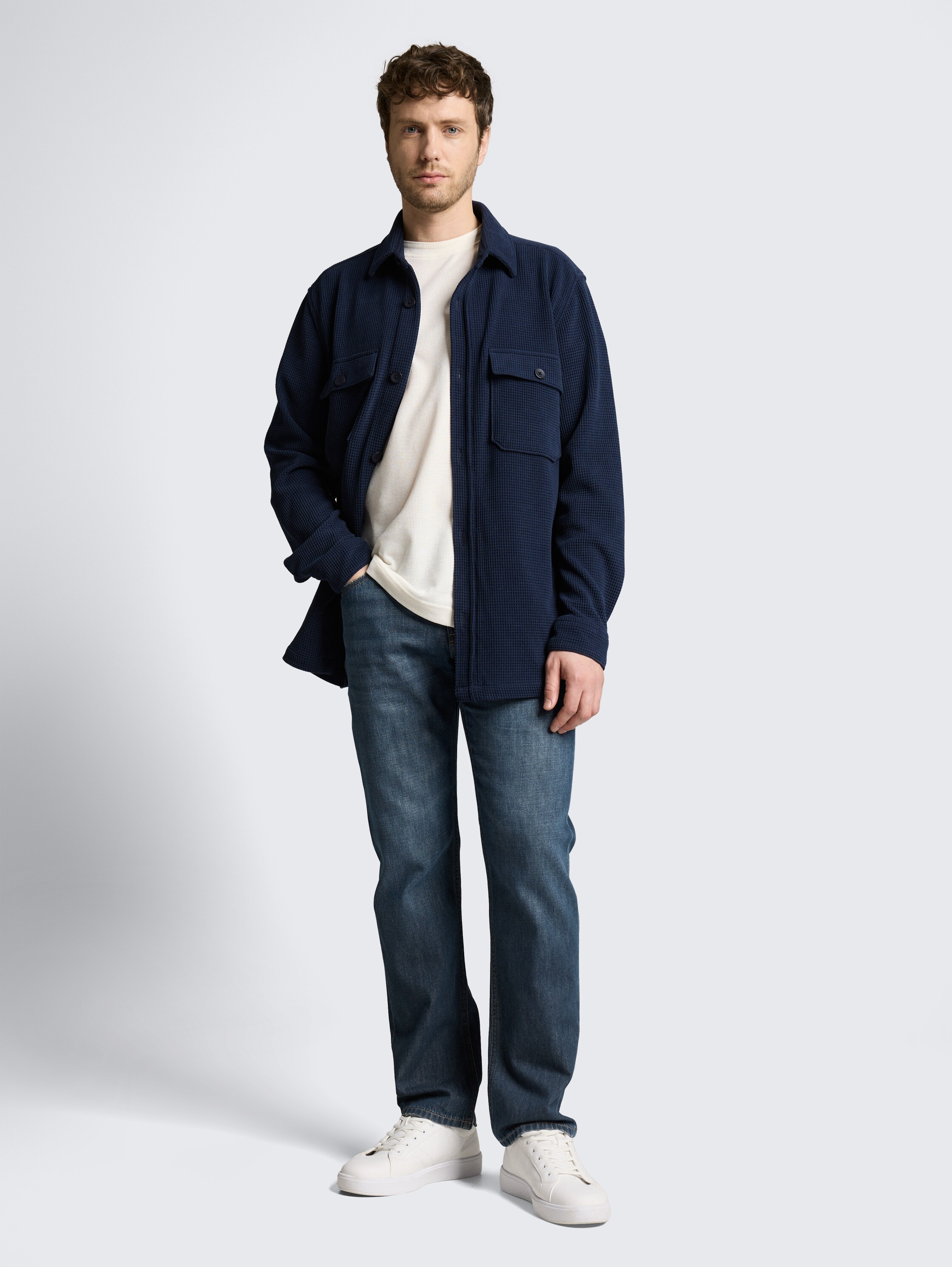 TTMARVIN STRAIGHT jeans - Used Dark Stone Blue Denim - Model vooraanzicht